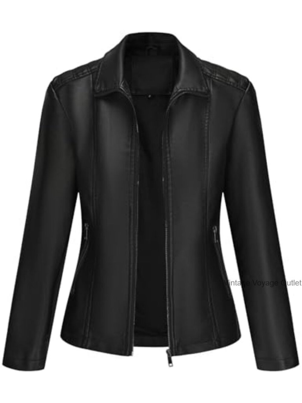 Women's Faux Leather Moto Bomber Jacket Zip Up Waterproof